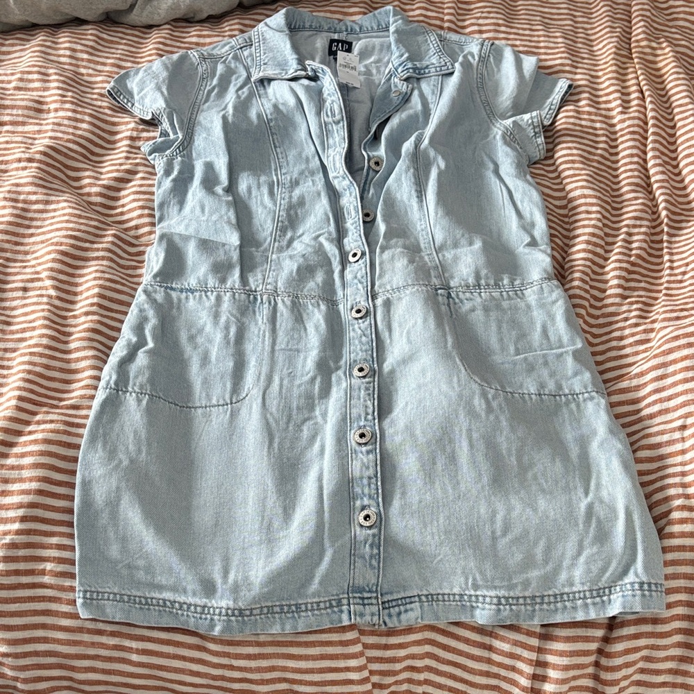 GAP Light Blue Denim Button-Up Dress